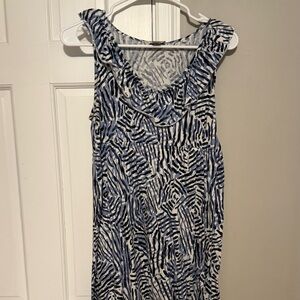 LOFT Zebra Patterned Dress in Blue and White